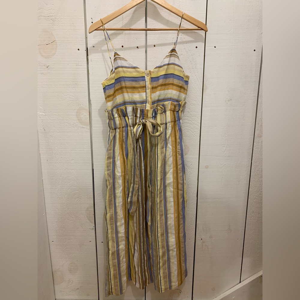 Zara Yellow, Blue & White Striped midi dress